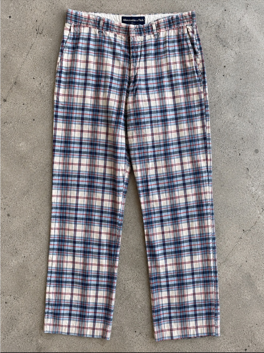 Y2K Abercrombie & Fitch Plaid Pants 36 Cotton Straight Leg Preppy Streetwear